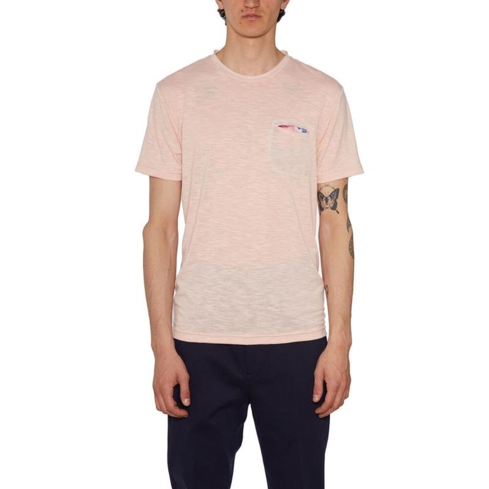 DANIELE ALESSANDRINI Men's Textured Slub Knit Crewneck T-Shirt with Chest Pocket